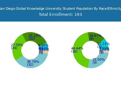 San Diego Global Knowledge University 2025 Student Population by Gender and Race chart