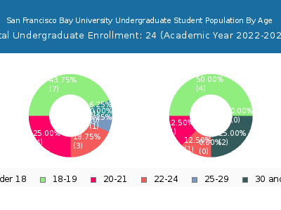 San Francisco Bay University 2023 Undergraduate Enrollment Age Diversity Pie chart