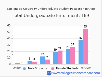 San Ignacio University 2024 Undergraduate Enrollment by Age chart
