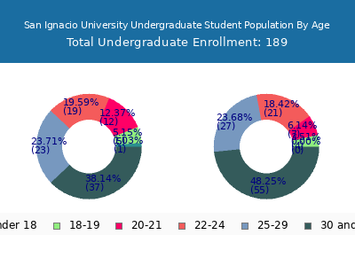 San Ignacio University 2024 Undergraduate Enrollment Age Diversity Pie chart