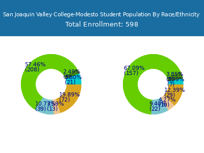 San Joaquin Valley College-Modesto 2025 Student Population by Gender and Race chart