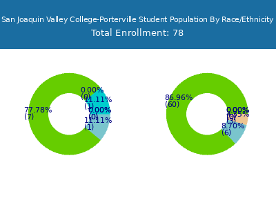 San Joaquin Valley College-Porterville 2025 Student Population by Gender and Race chart