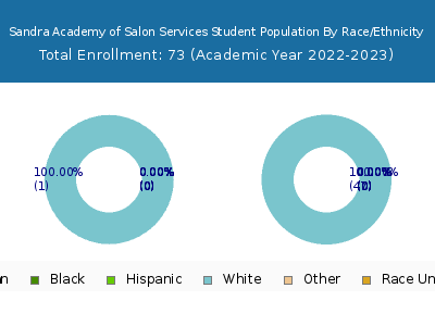 Sandra Academy of Salon Services 2023 Student Population by Gender and Race chart