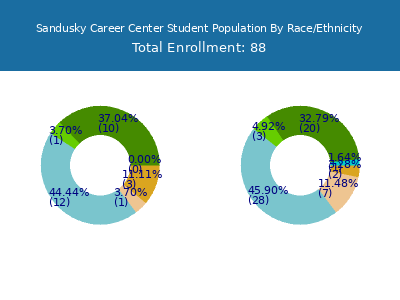 Sandusky Career Center 2025 Student Population by Gender and Race chart