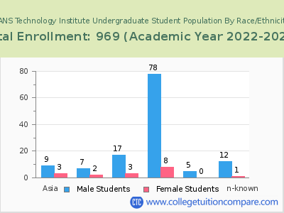 SANS Technology Institute 2023 Undergraduate Enrollment by Gender and Race chart