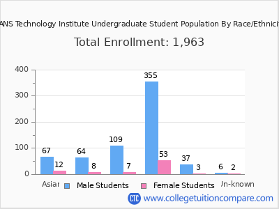 SANS Technology Institute 2025 Undergraduate Enrollment by Gender and Race chart