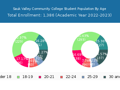 Sauk Valley Community College 2023 Student Population Age Diversity Pie chart