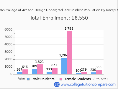 Savannah College of Art and Design 2025 Undergraduate Enrollment by Gender and Race chart