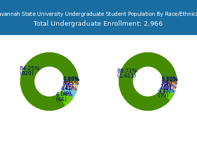 Savannah State University 2025 Undergraduate Enrollment by Gender and Race chart