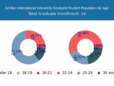Schiller International University 2025 Graduate Enrollment Age Diversity Pie chart