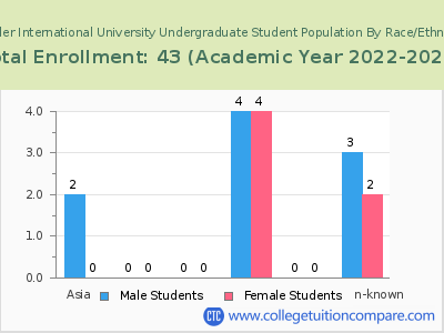 Schiller International University 2023 Undergraduate Enrollment by Gender and Race chart