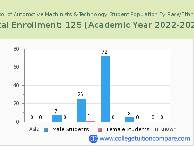 School of Automotive Machinists & Technology 2023 Student Population by Gender and Race chart