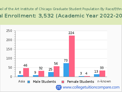 School of the Art Institute of Chicago 2023 Graduate Enrollment by Gender and Race chart