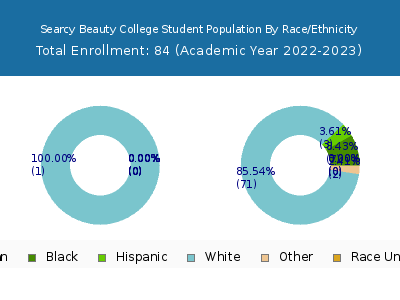 Searcy Beauty College 2023 Student Population by Gender and Race chart