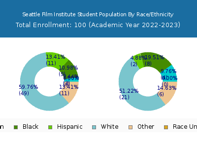Seattle Film Institute 2023 Student Population by Gender and Race chart
