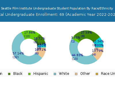 Seattle Film Institute 2023 Undergraduate Enrollment by Gender and Race chart