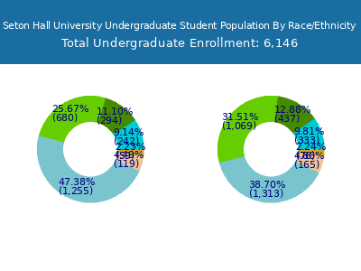 Seton Hall University 2025 Undergraduate Enrollment by Gender and Race chart