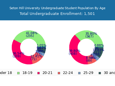Seton Hill University 2024 Undergraduate Enrollment Age Diversity Pie chart