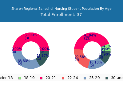 Sharon Regional School of Nursing 2024 Student Population Age Diversity Pie chart