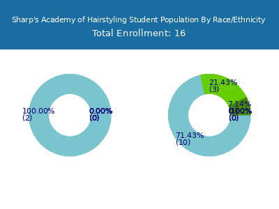Sharp's Academy of Hairstyling 2025 Student Population by Gender and Race chart