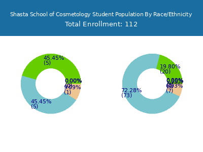 Shasta School of Cosmetology 2025 Student Population by Gender and Race chart