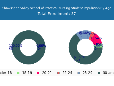Shawsheen Valley School of Practical Nursing 2024 Student Population Age Diversity Pie chart