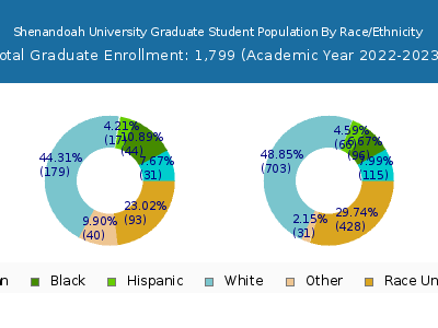 Shenandoah University 2023 Graduate Enrollment by Gender and Race chart