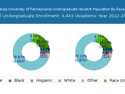 Shippensburg University of Pennsylvania 2023 Undergraduate Enrollment by Gender and Race chart