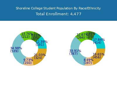 Shoreline College 2025 Student Population by Gender and Race chart
