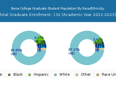 Siena College 2023 Graduate Enrollment by Gender and Race chart