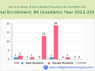 Sierra Academy of Style 2023 Student Population by Gender and Race chart