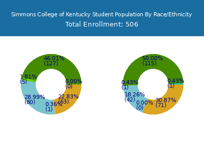 Simmons College of Kentucky 2025 Student Population by Gender and Race chart