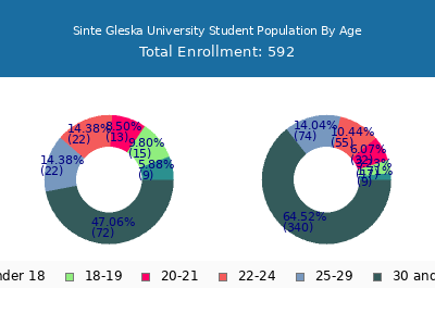 Sinte Gleska University 2024 Student Population Age Diversity Pie chart