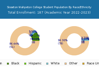 Sisseton Wahpeton College 2023 Student Population by Gender and Race chart