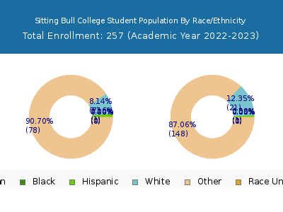 Sitting Bull College 2023 Student Population by Gender and Race chart