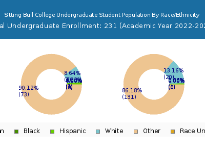 Sitting Bull College 2023 Undergraduate Enrollment by Gender and Race chart