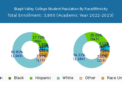 Skagit Valley College 2023 Student Population by Gender and Race chart