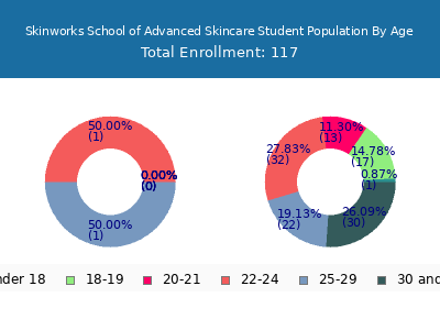 Skinworks School of Advanced Skincare 2025 Student Population Age Diversity Pie chart