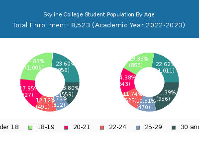 Skyline College 2023 Student Population Age Diversity Pie chart