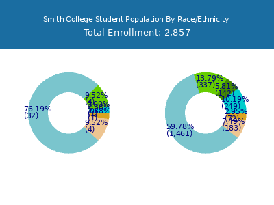 Smith College 2025 Student Population by Gender and Race chart
