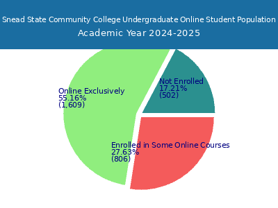 Snead State Community College 2025 Online Student Population chart