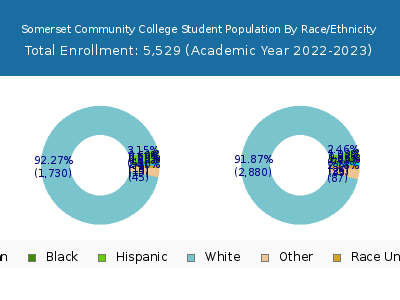 Somerset Community College 2023 Student Population by Gender and Race chart