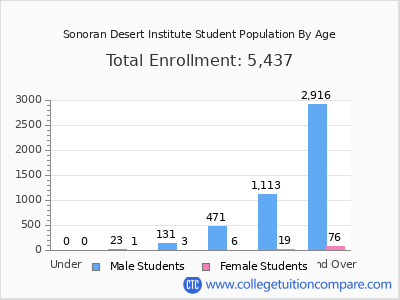 Sonoran Desert Institute 2024 Student Population by Age chart