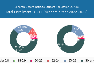 Sonoran Desert Institute 2023 Student Population Age Diversity Pie chart