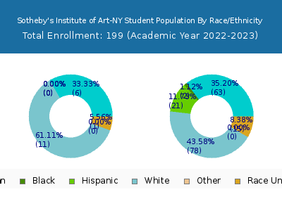 Sotheby's Institute of Art-NY 2023 Student Population by Gender and Race chart
