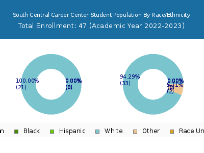South Central Career Center 2023 Student Population by Gender and Race chart