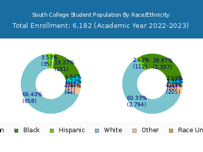 South College 2023 Student Population by Gender and Race chart