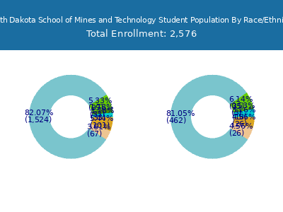South Dakota School of Mines and Technology 2025 Student Population by Gender and Race chart
