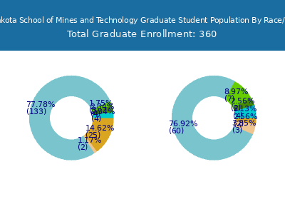 South Dakota School of Mines and Technology 2025 Graduate Enrollment by Gender and Race chart
