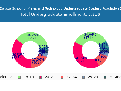 South Dakota School of Mines and Technology 2025 Undergraduate Enrollment Age Diversity Pie chart